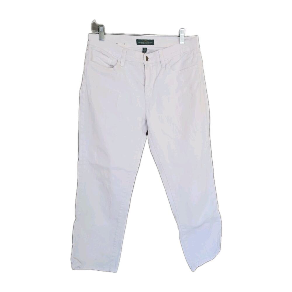 Ralph Lauren Womens Jeans White 10 crop denim travel vaction cotton blend staple